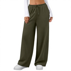 Pantalon de survêtement ample pour femme, couleur unie, avec cordon de serrage, respirant, décontracté, coupe ample, longueur intégrale - Product Image 1