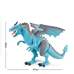 Battery operated dinosaur planet toy blue spray dragon, walking dinosaur with atomization and wings shaking