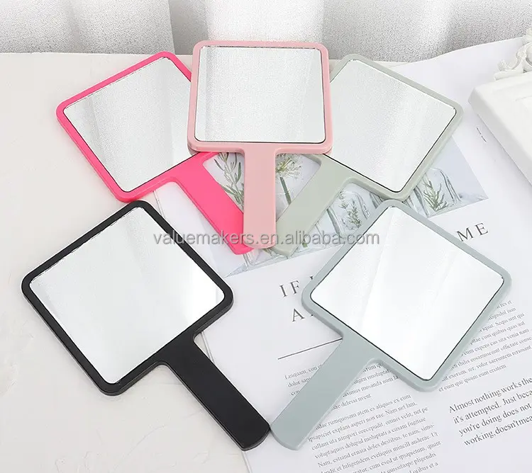 wholesale custom your logo square makeup mirror easy carry with handle professional makeup mirror with 5 colors