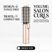 Brosse à boucler sans fil portable anti-emmêlement, chauffage rapide MCH, écran LED, peigne chauffant détachable pour femmes, usage domestique, en camping-car et en salon