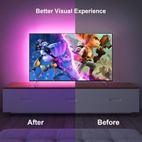 Ruban LED Intelligent RGBIC Magique de 5M (16.4FT) 5V USB, avec Télécommande 24 Touches, Contrôle par Application, Puces SMD 5050, pour Rétroéclairage TV