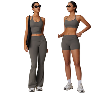 ชุดโยคะเลกกิ้งสีเทาสำหรับผู้หญิงไซส์ใหญ่ 5 ชิ้น น้ำหนักเบา คุณภาพสูง สำหรับออกกำลังกาย - Product Image 1