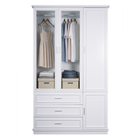Armoire moderne en bois blanc à 4 portes et 3 tiroirs, grande capacité, gain de place, pour chambre à coucher, salon et hôtel