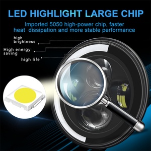 Phares LED de voiture 7 pouces 4 LED, phares de moto tout-terrain, feux de jour Angel Eyes pour Jeep Wrangler - Product Image 3