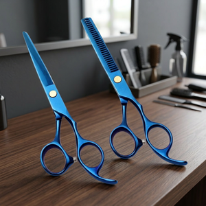 Ciseaux à cheveux professionnels pour droitiers en acier inoxydable ultra-affûtés, finition miroir, lames dentelées 28 dents - Product Image 3