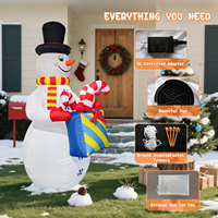 Bonhomme de neige gonflable de Noël de 8 pieds avec sac cadeau et lumière LED, ornement de Noël pour la cour, la pelouse, la maison, la décoration extérieure des fêtes