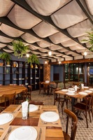 Muebles Comerciales de Estilo Retro Baratos, Mesa de Comedor de Madera para Restaurante con Tapa de Madera y Patas de Metal