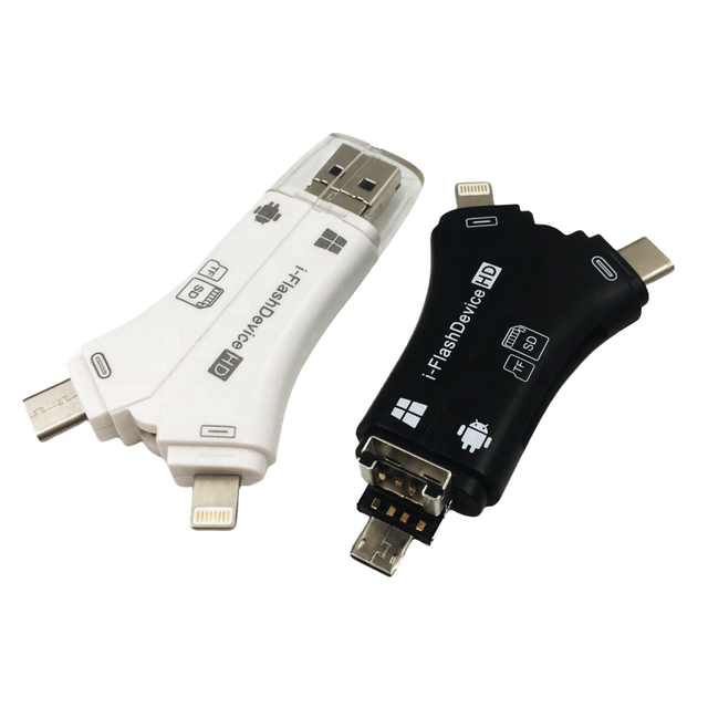 Dropshipping 2026 4in1 Internal Card Reader Usb-C Micro USB OTG TF SD Adapter Android Ipad/iphone 7 8 X Plus 6s5s Macbook