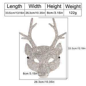 Masque de tête de cerf incrusté de diamants, masque de cosplay en plastique pour fête, costume DIY MJ015 - Product Image 2