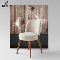 Chaise de salle à manger en bois massif Meubles de salle à manger de restaurant moderne Chaise de salle à manger blanche avec tissu rembourré