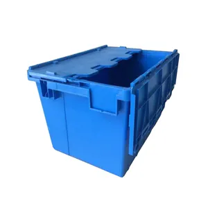 Plastic Attached Lid Container With Hinged Lid Plastic Moving Tote Boxes