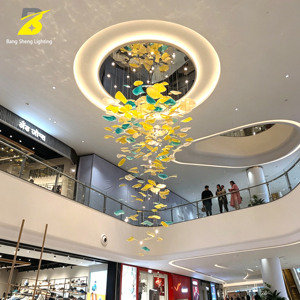 Lámpara de Araña Artística de Cristal Soplado con Forma de <span class=keywords><strong>Pez</strong></span>, Lámpara Colgante Grande para Atrios, para Techos Altos, Proyectos de Espacios Comerciales - Product Image 3