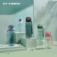 Yiben Gourde de sport écologique réutilisable, aspect cristallin transparent, sans BPA, idéale pour les voyages, l'école et les pique-niques