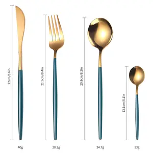 Stock Luxury High Quality Black Rainbow Gold Cutlery Set Box Gold Cutlery Set Stainless Steel Cutlery Sets