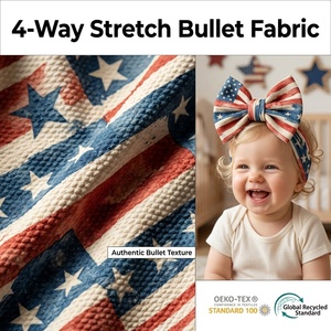 Tela Elástica Bullet para el 4 de Julio, Tejido de Poliéster y Spandex <span class=keywords><strong>Liverpool</strong></span> con Estampado Digital del Día de la Independencia para Vestidos y Lazos - Product Image 1