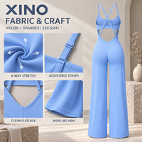 Combinaison de yoga à jambes larges pour femme, dos croisé à bretelles, tenue d'entraînement une pièce, fabrication sur mesure, marque privée, OEM, ODM
