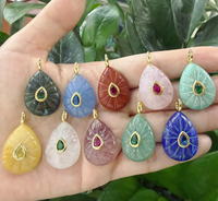 Pendentif cœur en pierre naturelle colorée CH-LAP2069, micro-pavé de zircon multicolore, accessoire cœur, bijoux en gros