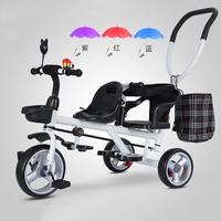 Harga Grosir Sepeda Roda Tiga Anak Ringan 2 Walker Bayi Kereta Dorong Kembar untuk Usia 1-6 Tahun 2 Baris Mainan Hadiah Skuter Sepeda Anak 3 Roda