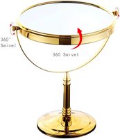 Miroir de Maquillage en Métal Cuivre KEGAO, Design Moderne, Double Face, Grossissement 3x, Noir et Or Antique, 20CM, pour Hôtels, Garantie 3 Ans