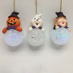 Offres Spéciales belle boule décorative d'Halloween émaillée bon marché peinte à la main lumière LED citrouille/monstre/sorcière en céramique - Product Image 1