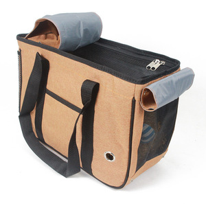 Enclosed Pet Carrier Portable Travel <b>Backpack</b> For <b>Cats</b> Dogs Double Roll Up Mesh Design Solid Color - Product Image 1