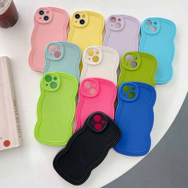 Hot Sales Pure Color Wave Frame Design Soft TPU Shockproof Phone Case for iPhone 14 14 Pro Max