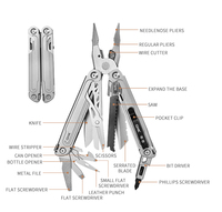 OEM/ODM Pince multifonction pliable 18-en-1 en acier inoxydable avec lame de scie, lime, tournevis, couteau, ciseaux, équipement EDC
