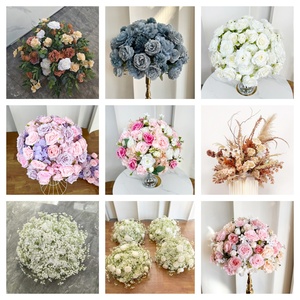 Promotion : boules de fleurs géantes en soie, 50 cm, 60 cm, 70 cm et 80 cm, orange brûlé et blanc, pour centres de table de mari - Product Image 3