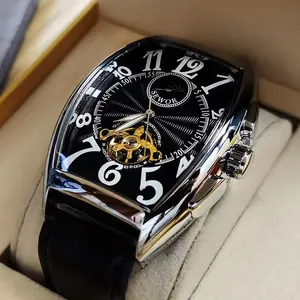 Orologio Meccanico Automatico di Lusso per Uomo, <span class=keywords><strong>Orologi</strong></span> Sportivi, Tourbillon, Scheletrato, Militare, Orologio da Polso Maschile Elegante a Forma di Tonneau - Product Image 2