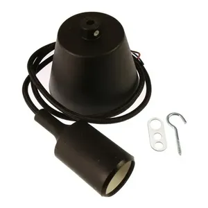 Ciondolo presa E27 Standard di illuminazione interna in silicone 90cm nero con cavo in tessuto - Product Image 4
