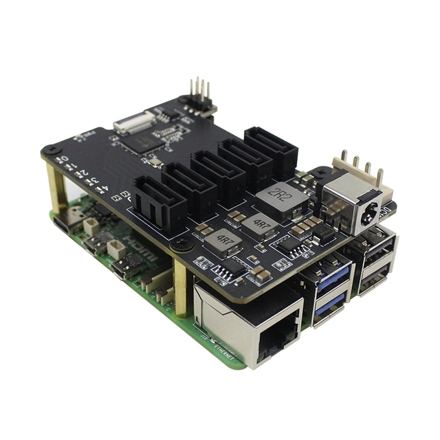RPI 5 PCIE to SATA Hard Drive Expansion Board X1009 5-channel SATA3.0 Mechanical Hard Drive Adapter Board