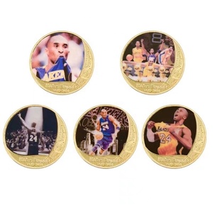 Pièces de monnaie sportives en métal en gros, commémoratives, avec impression UV, pièces de monnaie sportives dorées mettant en scène des stars du basketball avec thème logo, stock disponible - Product Image 2