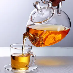 All-in-One-Teekanne aus Glas und Tee kessel Hitze beständige Tee maschine aus Boro silikat glas mit abnehmbarer loser Teekanne