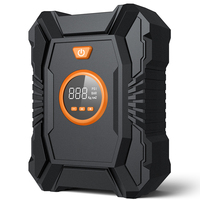Gonfleur de pneus rapide 100 PSI 12V avec écran LED numérique, cordon d'alimentation long, trois embouts, matériau plastique orange, certifié CE