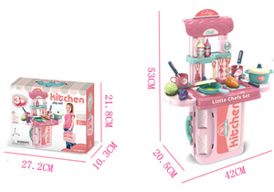 3 in 1 funny little chef girls toy kitchen play set in custodia per il trasporto/tavolo da cucina finta gioca set di giocattoli per bambini - Product Image 4
