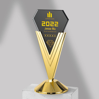 Trofeo Deportivo de Cristal y Metal Personalizado, Premio de Campeonato, Acabado en Oro, Plata y Cobre, Diseño Duradero con Grabado Láser para Juegos