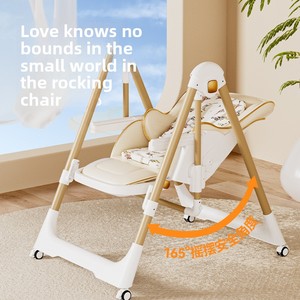 Silla Alta para Bebé 3 en 1 Plegable y Portátil, Silla Mecedora con Altura Ajustable y Ruedas, Bandeja Extraíble para Alimentar Bebés y Niños - Product Image 4