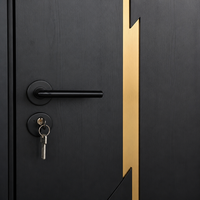 Porte en bois composite laqué crème, lignes dorées, imperméable, pour chambre à coucher, villa, portes à battants