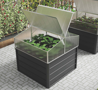 Mini serre moderne à structure métallique avec lit de culture surélevé en polycarbonate pour jardin/cour/maison, facile à assembler