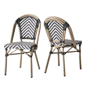 Ensemble bistrot style français imitation bambou - Chaise et table en rotin à structure métallique peu coûteuse pour <span class=keywords><strong>jardin</strong></span> et cour - Product Image 4