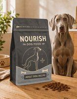 Sac pour aliments pour chiens haute barrière, scellé sur huit côtés, sacs de 5 kg et 10 kg, sac à fond plat en aluminium de qualité alimentaire avec fermeture éclair pour l'alimentation des animaux de compagnie