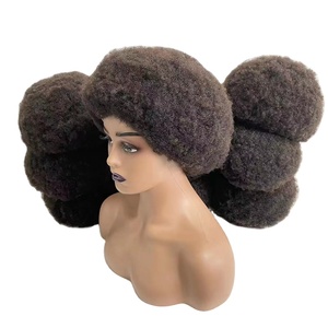 Perruque <span class=keywords><strong>afro</strong></span> à racine bouffante de 4mm 6 pouces de haut, style chaud d'usine, perruque courte en dentelle brésilienne vierge non traitée, sans traces - Product Image 1