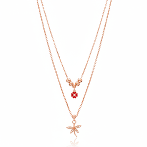 Pendentif fleur en émail rouge libellule multicouche Turkish Wholesale Handmade 925 Sterling Silver - Product Image 2