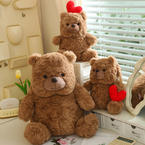 Nuovo arrivo orsacchiotto cuori e abbracci peluche peluche di san valentino orsacchiotto marrone cuore rosso - Product Image 6
