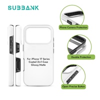 Casing HP Sublimasi 3D TPU PC 2-in-1 Subbank Wholesale untuk iPhone 17 16 Pro Plus Max, Cover Ponsel Kosong