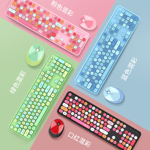 SWEET <b>Wireless</b> <b>Keyboard</b> And Mouse Set Colorful Lipstick Punk Style For Office Laptop Home Use - Product Image 2