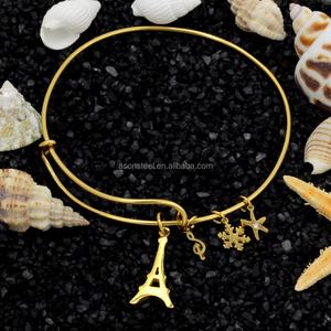 Pulseras y Brazaletes de Acero Inoxidable con Baño de Oro de 18K, Diseño de Copo de Nieve, Estrella y Letra, Joyería para Mujer, Tipo Charm, Venta al por Mayor - Product Image 6