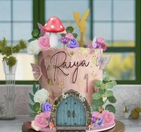 Prix d'usine Kit de décoration de gâteau Jardin des fées Champignon Porte de fée Papillon Fleur Forêt enchantée Fournitures d'anniversaire pour filles