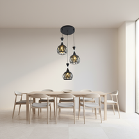 Lustre et lampes suspendues en fer de style turc mosaïque, fabriquées à la main, à LED, à économie d'énergie, avec hauteur réglable et taille moyenne