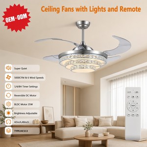 Ventilador de Techo Invisible de 42/48 Pulgadas con Luces y Control Remoto - Motor BLDC de 5000 CFM y 35 W, Silencioso, 6 Velocidades, Reversible, Dorado/Plateado - Product Image 2
